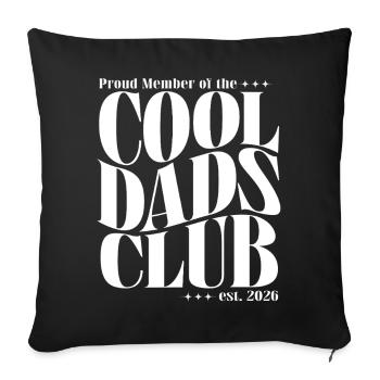 Club des papas cool - Cadeau pour futurs papas 2026 - Housse de coussin décorative 45 x 45 cm - noir - Devant