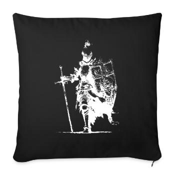 Silhouette de chevalier avec bannière et épée - Housse de coussin décorative 45 x 45 cm - noir - Devant