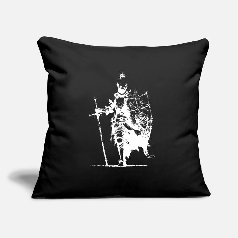 Silhouette de chevalier avec bannière et épée Housse de coussin décorative 45 x 45 cm