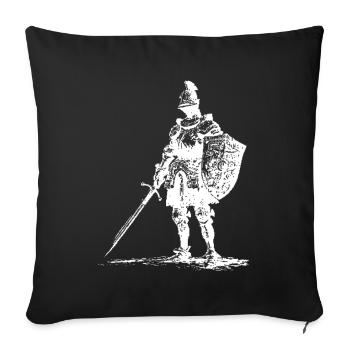 Ritter-Silhouette mit Schwert und Schild - Sofakissenbezug 45 x 45 cm - Schwarz - Vorne