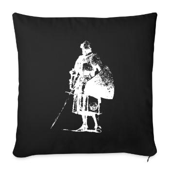 Chevalier solitaire avec silhouette de bannière - Housse de coussin décorative 45 x 45 cm - noir - Devant