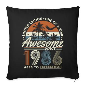 Cadeau vintage rétro pour le 40e anniversaire vintage 1986 - Housse de coussin décorative 45 x 45 cm - noir - Devant