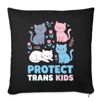 Pride Month LGBTQ - Protect Trans Kids - Sofa pillowcase 17,3'' x 17,3'' (45 x 45 cm) - black - Front