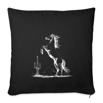 Rearing Horse in Desert Silhouette - Sofa pillowcase 17,3'' x 17,3'' (45 x 45 cm) - black - Front