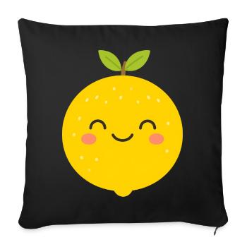 Dessin animé Sourire Citron Joyeux - Housse de coussin décorative 45 x 45 cm - noir - Devant
