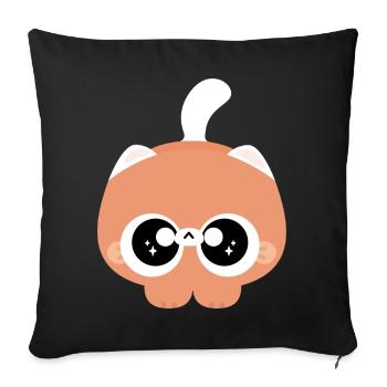 Bébé Chat aux Grands Yeux - Housse de coussin décorative 45 x 45 cm - noir - Devant