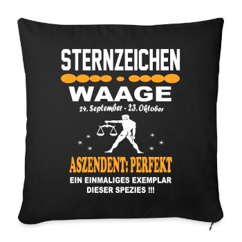 Sternzeichen Waage Ascendant Perfekt - Sofakissenbezug 45 x 45 cm - Schwarz - Vorne