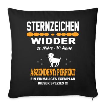 Widder Sternzeichen Aries Exzellenz Horoskop - Sofakissenbezug 45 x 45 cm - Schwarz - Vorne