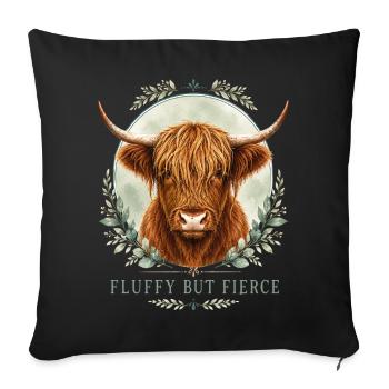 Fluffy But Fierce Highland Cow - Sofa pillowcase 17,3'' x 17,3'' (45 x 45 cm) - black - Front