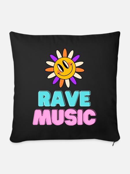 Sunshine Rave Musik Neon-Design - Sofakissenbezug 45 x 45 cm - Schwarz