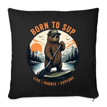 Bear SUP Paddleboard Board Stand Up Paddle Supboard - Sofa pillowcase 17,3'' x 17,3'' (45 x 45 cm) - black - Front