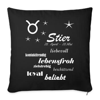 Stier_Sternzeichen - Sofakissenbezug 45 x 45 cm - Schwarz - Vorne