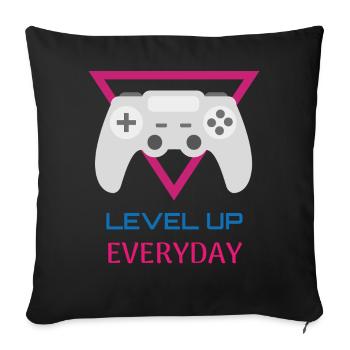 Level Up Everyday Gamer - Sofakissenbezug 45 x 45 cm - Schwarz - Vorne