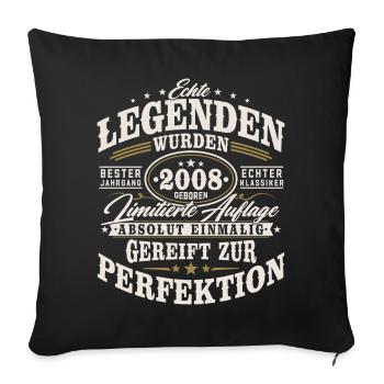 2008 Jahrgang Vintage Geburtstag Geschenk Retro - Sofakissenbezug 45 x 45 cm - Schwarz - Vorne