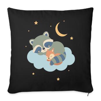 Raccoon and squirrel sleeping - Sofa pillowcase 17,3'' x 17,3'' (45 x 45 cm) - black - Front