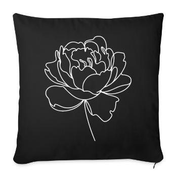Line Blossom : Art de contours floraux - Housse de coussin décorative 45 x 45 cm - noir - Devant