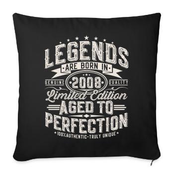18e anniversaire 2008 Cadeau de 18 ans - Housse de coussin décorative 45 x 45 cm - noir - Devant