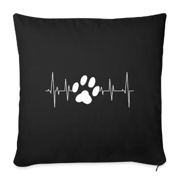 Hundepfote Herzschlag Hund Pfote - Sofakissenbezug 45 x 45 cm - Schwarz - Vorne