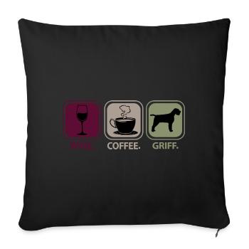 Griffon Korthals Chien pointant Maman Maman Vin Café - Housse de coussin décorative 45 x 45 cm - noir - Devant