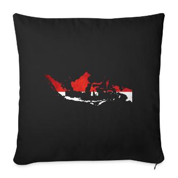 Indonesia - National border in national flag - Sofa pillowcase 17,3'' x 17,3'' (45 x 45 cm) - black - Front