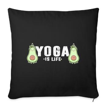 Yoga is Life - Avocado Yoga Lover Teas: Ayogado - Sofa pillowcase 17,3'' x 17,3'' (45 x 45 cm) - black - Front