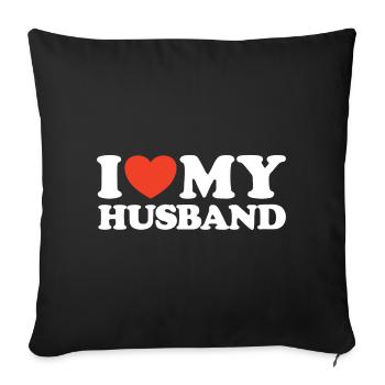 I love my husband heart shirt - Sofa pillowcase 17,3'' x 17,3'' (45 x 45 cm) - black - Front