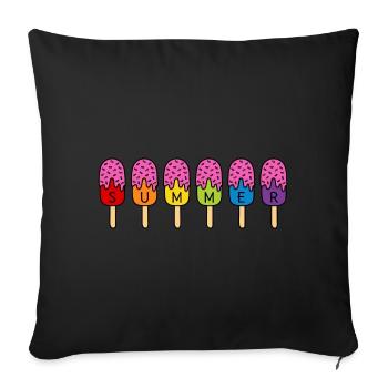 Summer Eis essen Regenbogen bunt pink Sommer Eis - Sofakissenbezug 45 x 45 cm - Schwarz - Vorne