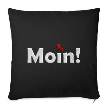 Moin Drache in weiß und rot - Sofakissenbezug 45 x 45 cm - Schwarz - Vorne