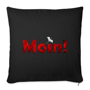 Moin Drache in rot und weiß - Sofakissenbezug 45 x 45 cm - Schwarz - Vorne