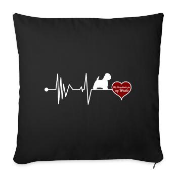 West Highlan Terrier Westie Heartbeat Red Heart - Sofa pillowcase 17,3'' x 17,3'' (45 x 45 cm) - black - Front
