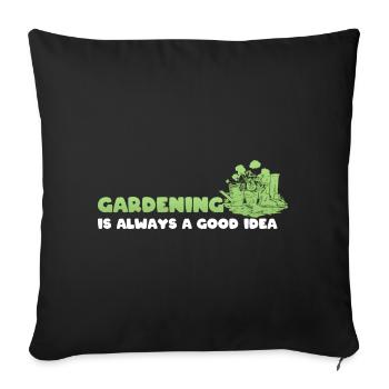 Lustige Gartenblumen Gärtner - Sofakissenbezug 45 x 45 cm - Schwarz - Vorne