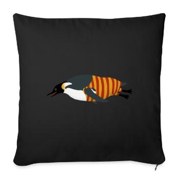 Pinguin taucht (Badeanzug rot gelb) - Sofakissenbezug 45 x 45 cm - Schwarz - Vorne