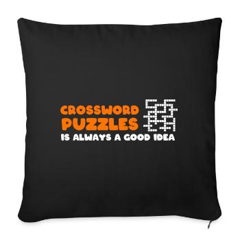 Lustige Kreuzworträtsel Puzzle -Buch -Enthusiast - Sofakissenbezug 45 x 45 cm - Schwarz - Vorne