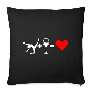 Gymnastique rythmique J'aime le vin de coeur - Housse de coussin décorative 45 x 45 cm - noir - Devant