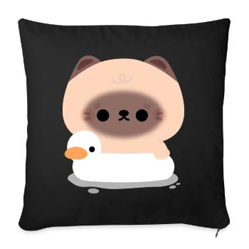 Chat siamois nageant - Housse de coussin décorative 45 x 45 cm - noir - Devant