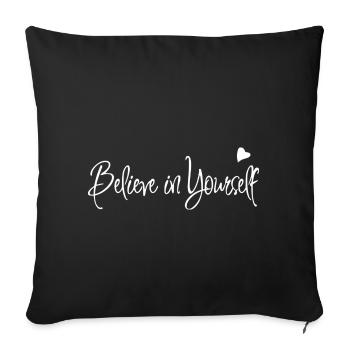 Believe in Yourself avec coeur - Housse de coussin décorative 45 x 45 cm - noir - Devant