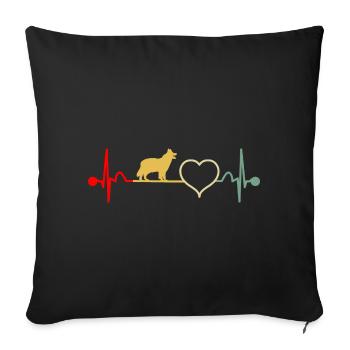 Chodsky Pes Chien de berger bohémien Battement de cœur - Housse de coussin décorative 45 x 45 cm - noir - Devant