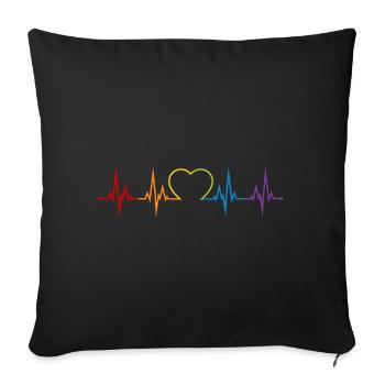 Heartbeat Rainbow Heart LGBT Love colorful CSD - Sofa pillowcase 17,3'' x 17,3'' (45 x 45 cm) - black - Front