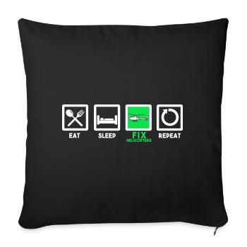 Helicopter Pilot Helicopter Gift Model Making - Sofa pillowcase 17,3'' x 17,3'' (45 x 45 cm) - black - Front