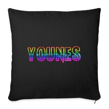 Younes RS Arc-en-ciel - Housse de coussin décorative 45 x 45 cm - noir - Devant