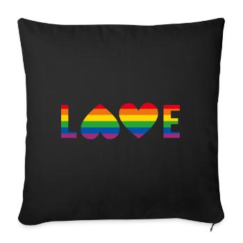 LGBTQIA+ Love Hearts Rainbow Flag - Sofa pillowcase 17,3'' x 17,3'' (45 x 45 cm) - black - Front