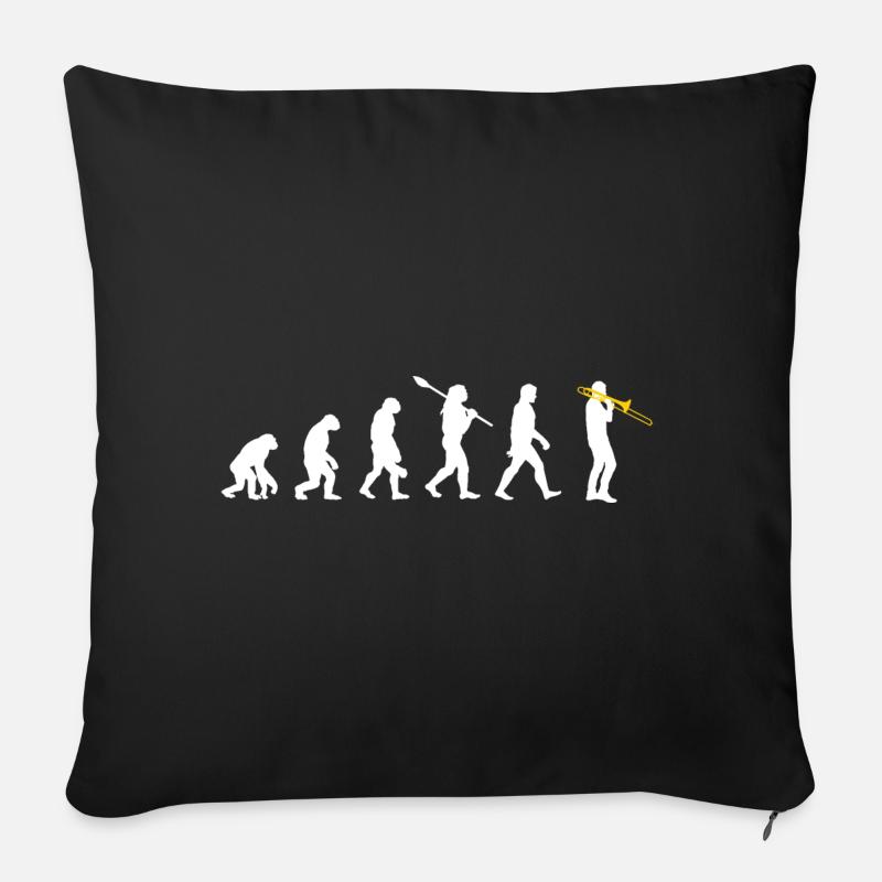 Posaune - Evolution des Menschen / Darwin - Sofakissenbezug 45 x 45 cm - Schwarz