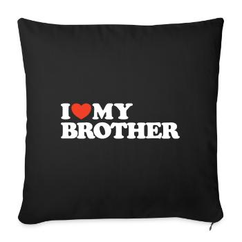J’aime mon frère T-shirt cœur - Housse de coussin décorative 45 x 45 cm - noir - Devant