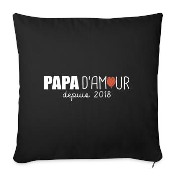 papa amour depuis 2018 cadeau fete papa - Housse de coussin décorative 45 x 45 cm - noir - Devant