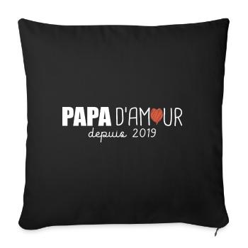 papa amour depuis 2019 cadeau fete papa - Housse de coussin décorative 45 x 45 cm - noir - Devant
