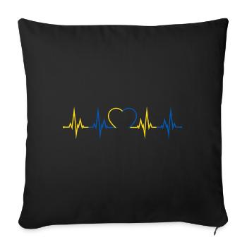 Ukraine heartbeat - Sofa pillowcase 17,3'' x 17,3'' (45 x 45 cm) - black - Front