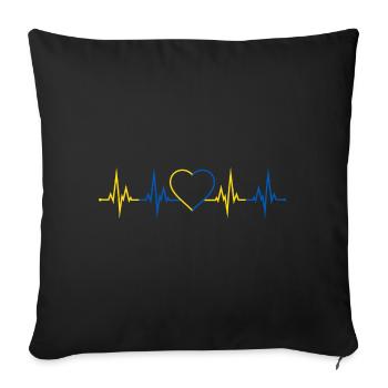 Heartbeat Ukraine - Sofa pillowcase 17,3'' x 17,3'' (45 x 45 cm) - black - Front