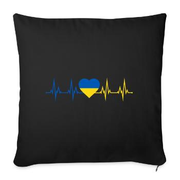 Heartbeat Ukraine - Sofa pillowcase 17,3'' x 17,3'' (45 x 45 cm) - black - Front