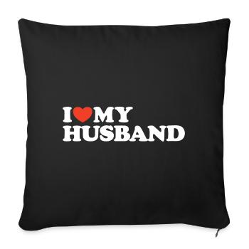 I love my husband heart shirt - Sofa pillowcase 17,3'' x 17,3'' (45 x 45 cm) - black - Front
