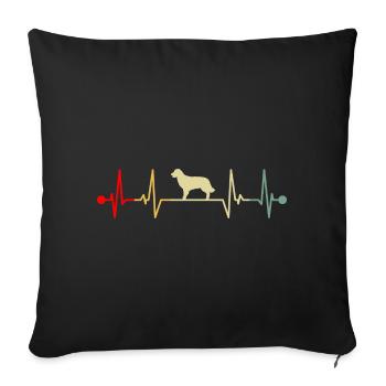 Golden Retriever Heartbeat Retro - Sofa pillowcase 17,3'' x 17,3'' (45 x 45 cm) - black - Front